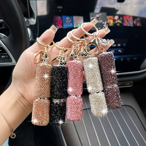 Rheinstone mini perfume keychain