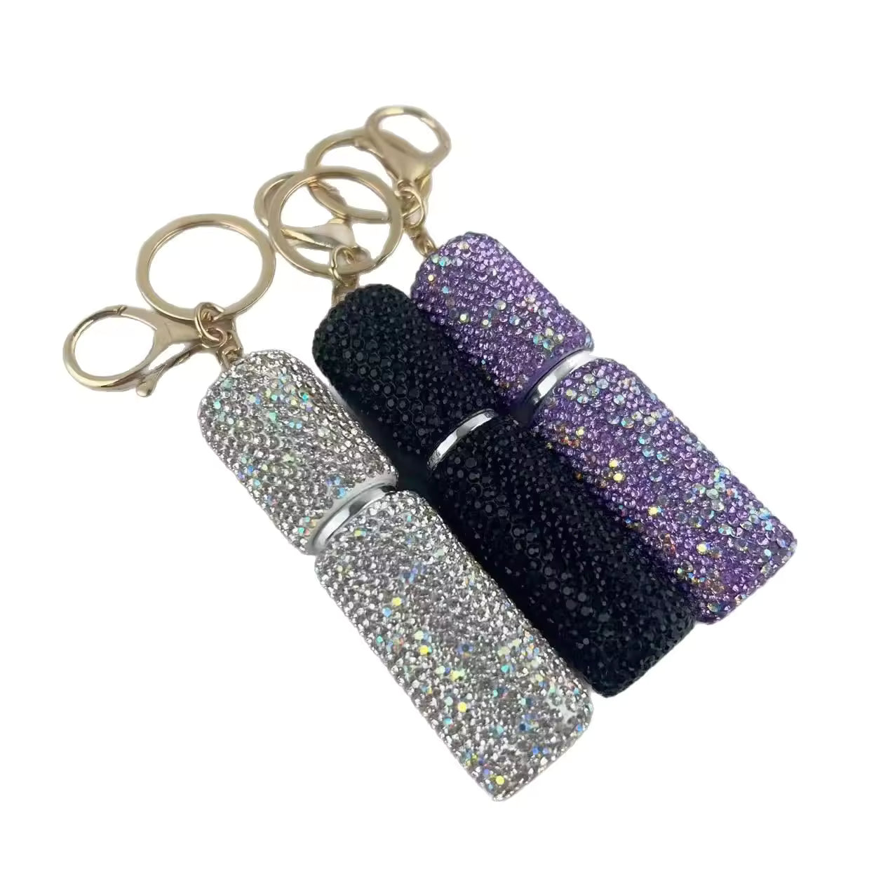 Rheinstone mini perfume keychain