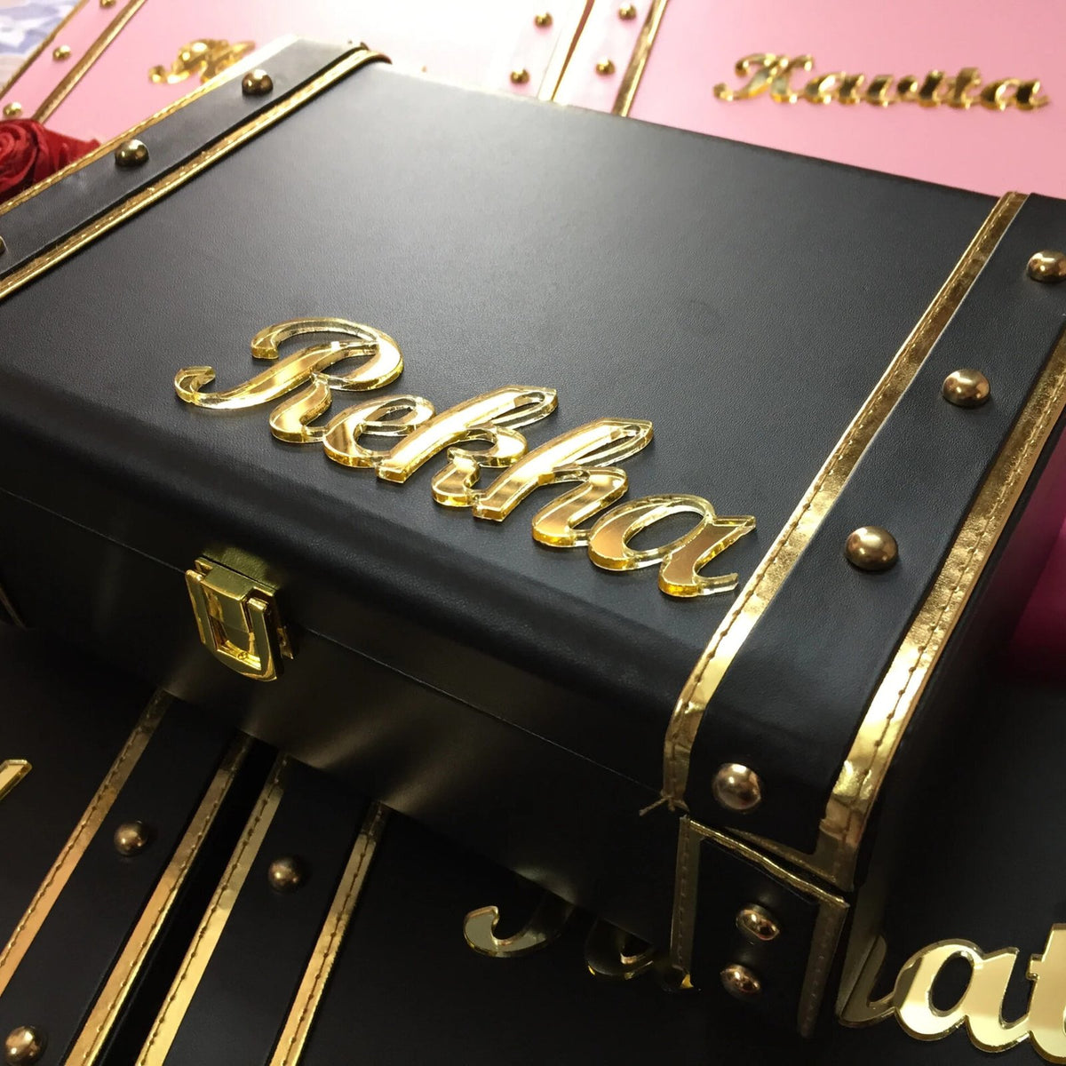 Customized Name leatherite Trunk Box – Demoda