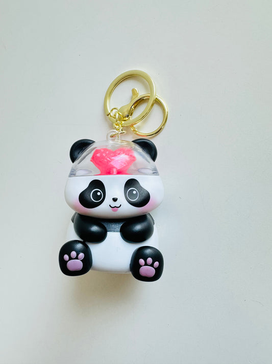 Cute Panda heart light and sound keychain