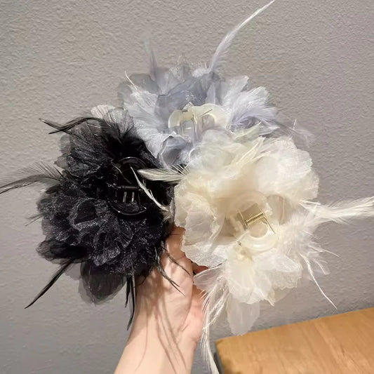 Korean feather hair claw clip