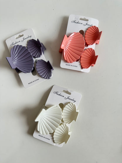 Shell Glossy Hair Claw Clip - Set