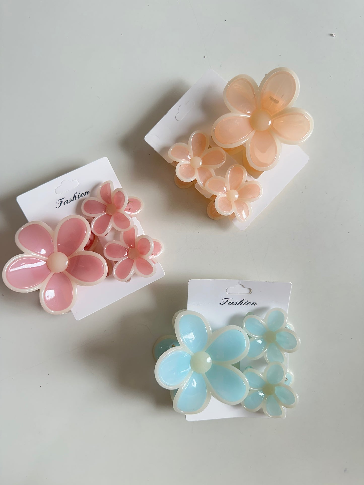 Pastel Poppy Korean Flower Hair Claw Clip Set