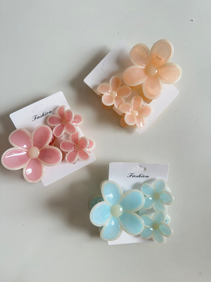 Pastel Poppy Korean Flower Hair Claw Clip Set
