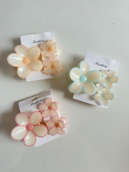 Pastel Poppy Korean Flower Hair Claw Clip Set