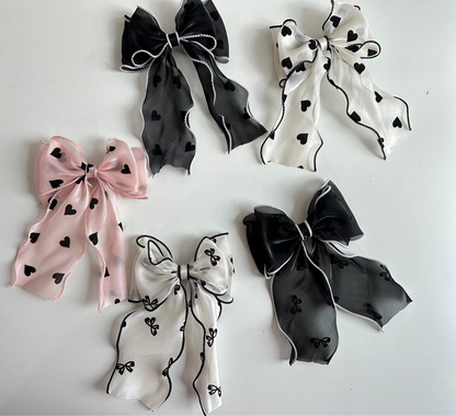 Kawaii Korean Hearts and Dots BowHair Pin