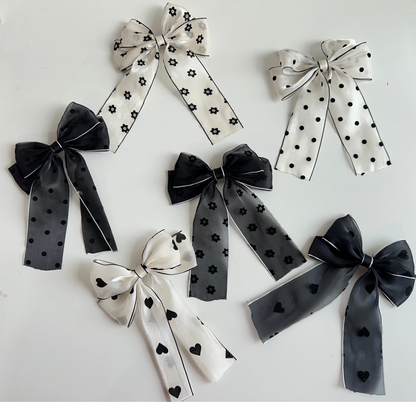 Kawaii Korean Hearts and Dots BowHair Pin