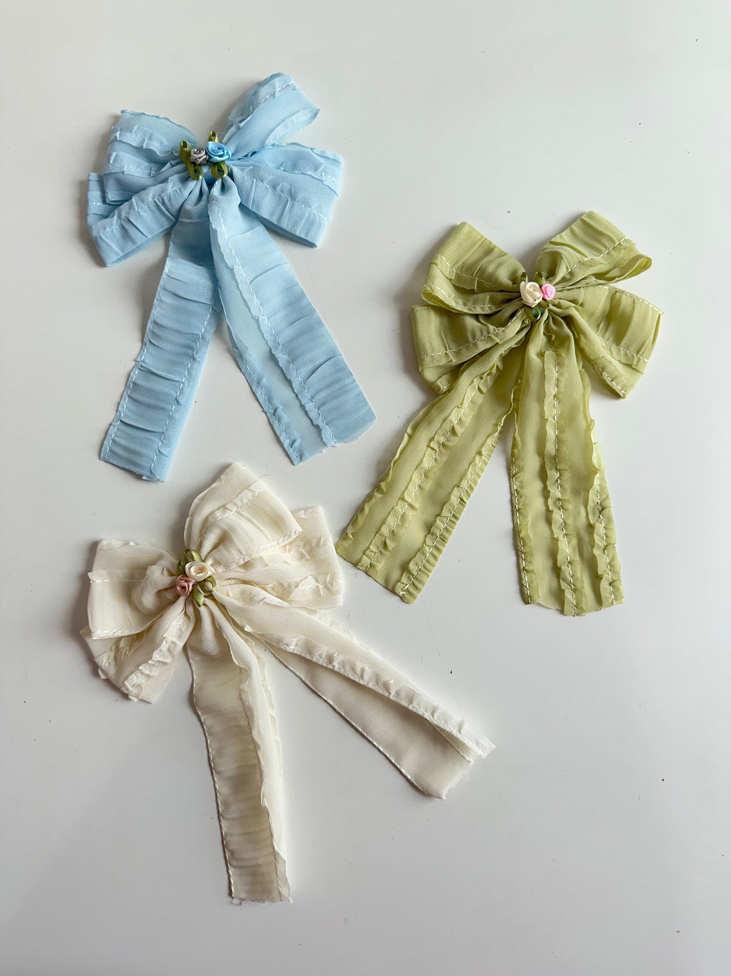 Texture Rose Bow Korean Hair Bow Pin