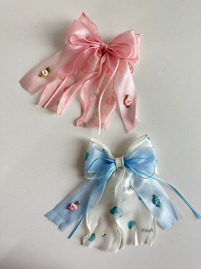 Kawaii Rose Dual Bow Hair Bow Pin