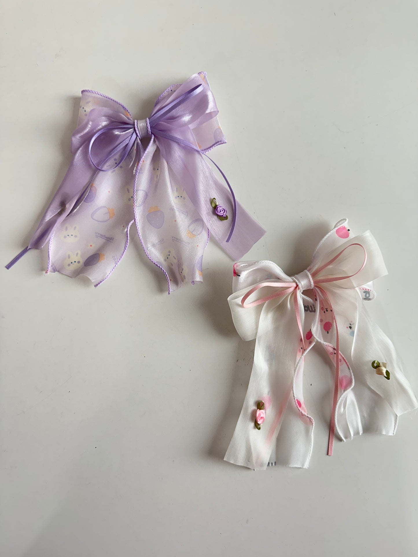 Kawaii Rose Dual Bow Hair Bow Pin