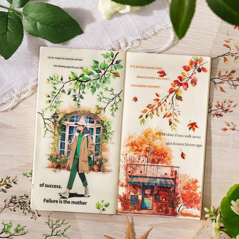 Vintage Leaves Sticker Sheet - 6 Pcs