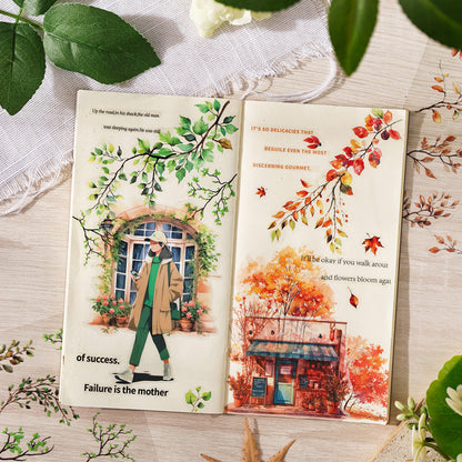 Vintage Leaves Sticker Sheet - 6 Pcs