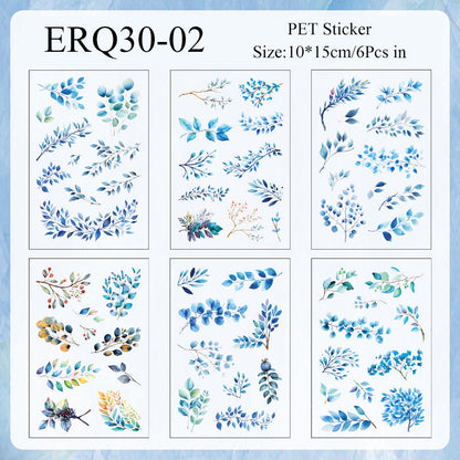 Vintage Leaves Sticker Sheet - 6 Pcs