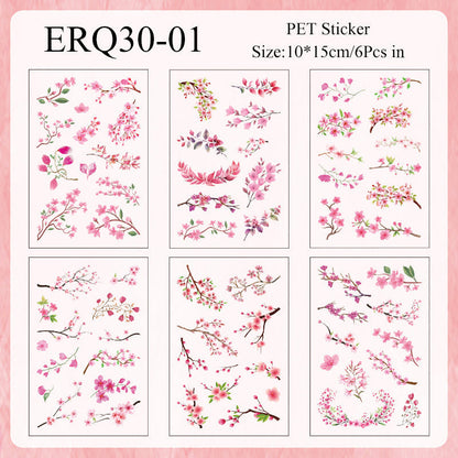 Vintage Leaves Sticker Sheet - 6 Pcs
