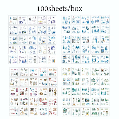 Vintage Girl Sticker Box-100 Pcs