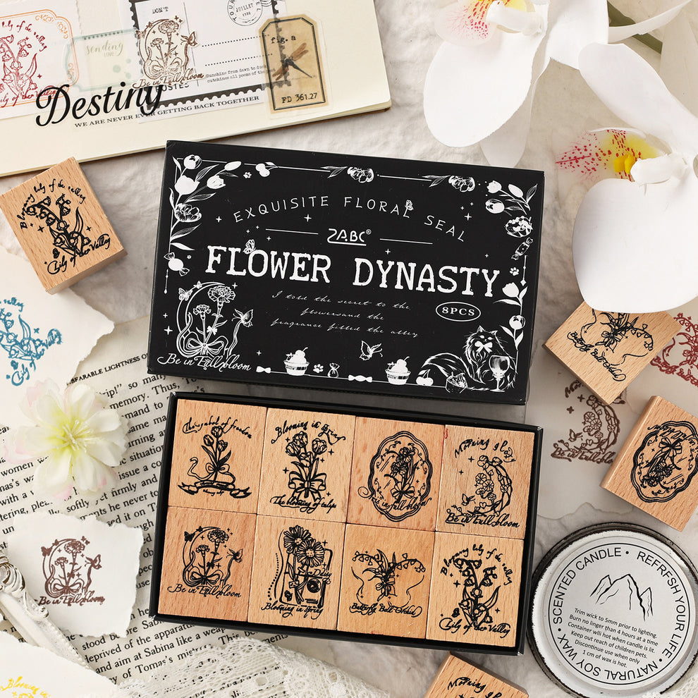 Flower Dynasty Stamp Set - 8 Pcs