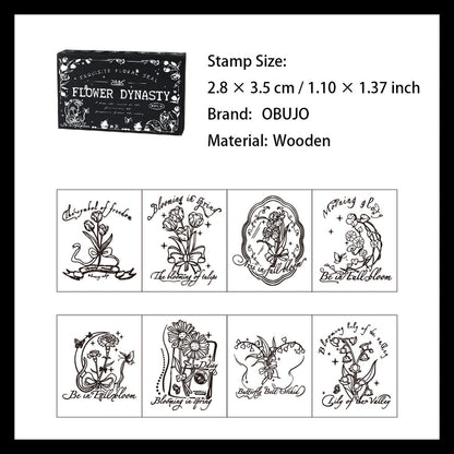 Flower Dynasty Stamp Set - 8 Pcs