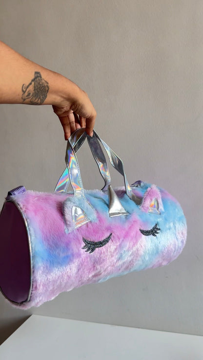 Unicorn fur duffle bag