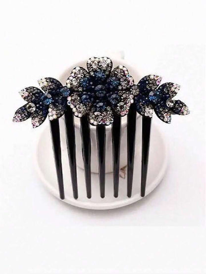 Flower Hair Side Comb Bun Clip