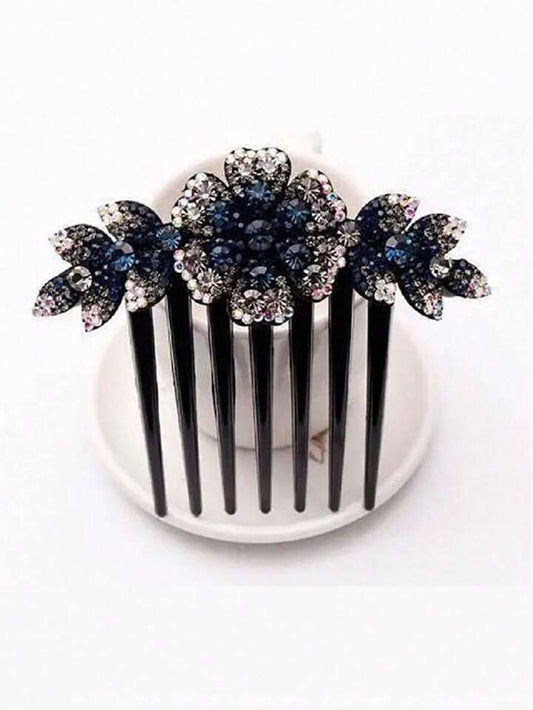 Flower Hair Side Comb Bun Clip