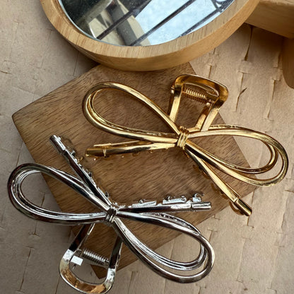 Bow korean metal hair claw clutch