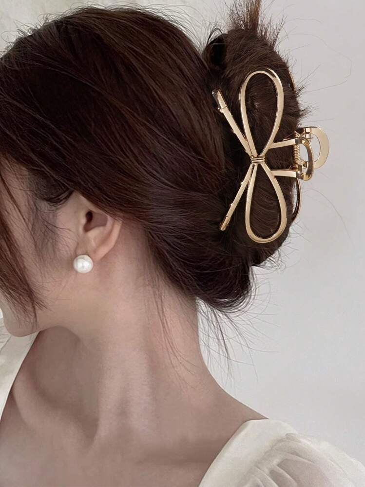 Bow korean metal hair claw clutch
