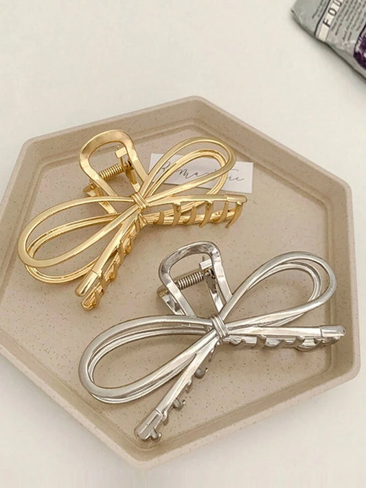 Bow korean metal hair claw clutch
