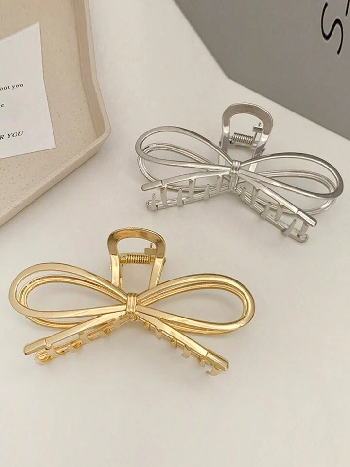 Bow korean metal hair claw clutch