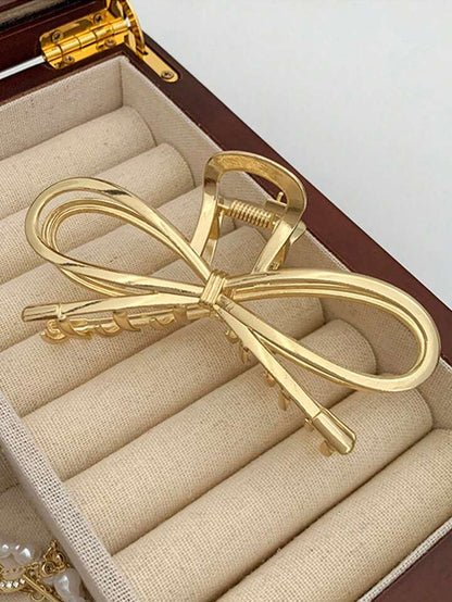 Bow korean metal hair claw clutch