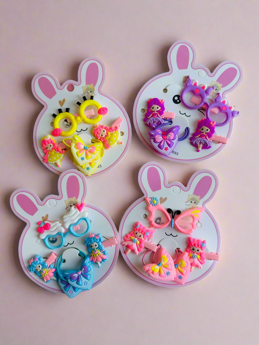 Kids hair clip card set