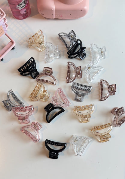 Mini transparent korean hair claw clips