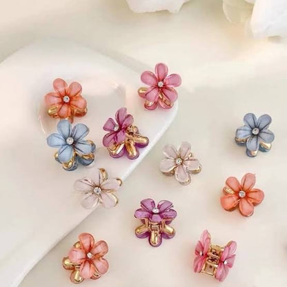 Mini korean flower hair clip - pair 2 pieces