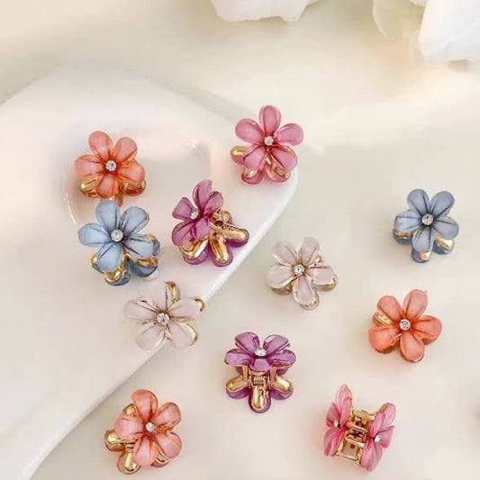 Mini korean flower hair clip - pair 2 pieces