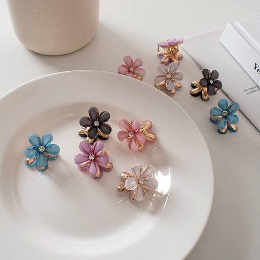 Mini korean flower hair clip - pair 2 pieces