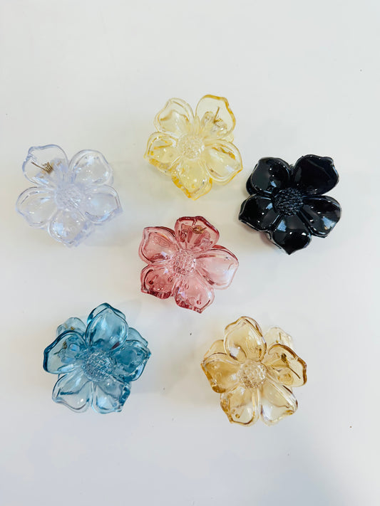 Korean flower Glass  hair claw clip