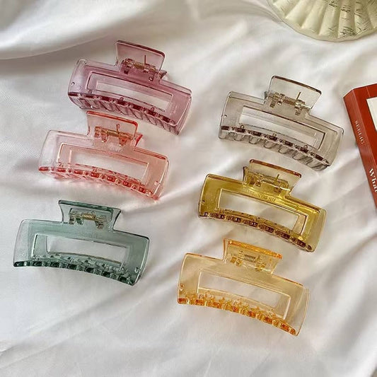 Transparent rectangle hair clutch