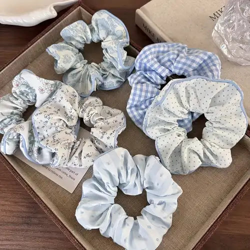 Blue bloom korean scrunchie