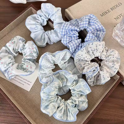 Blue bloom korean scrunchie