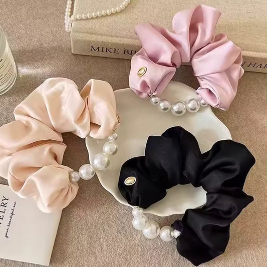 Satin pearl korean scrunchie