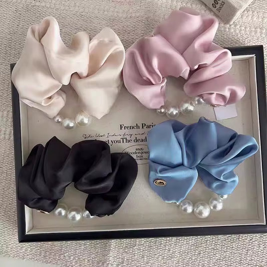 Satin pearl korean scrunchie