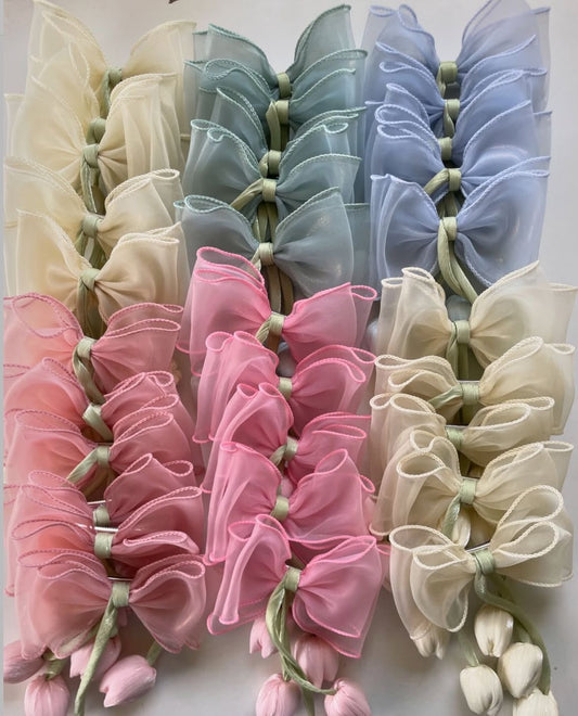 Organza korean Tulip bow hair pin