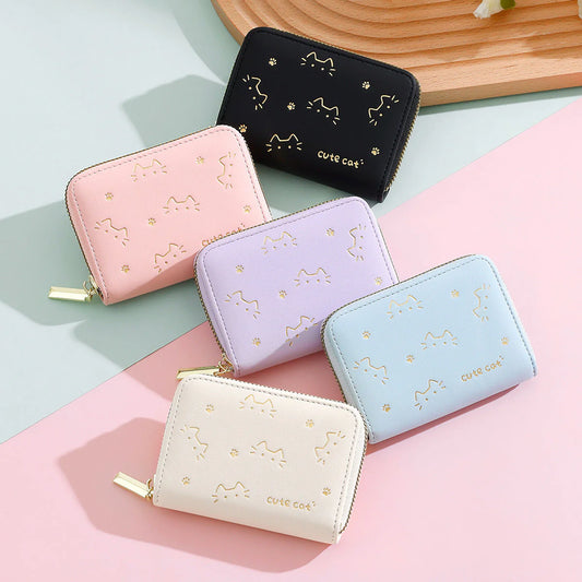 Cute cat korean mini wallet card holder