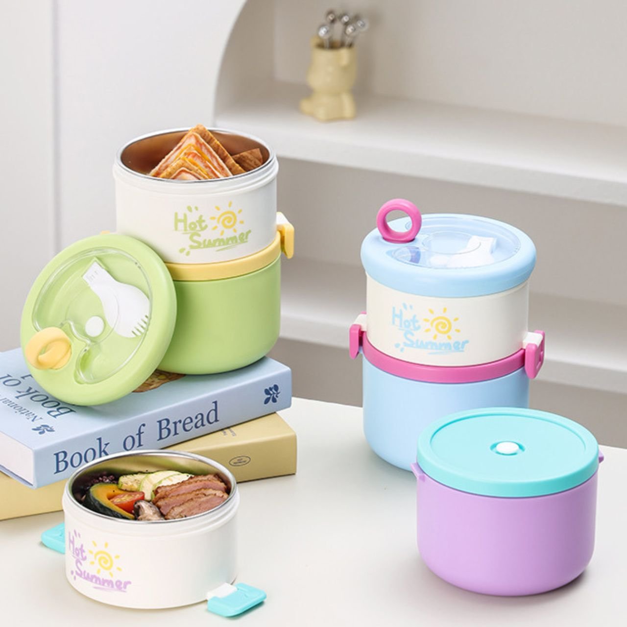 Summer cool 2 layer lunch box stainless stell