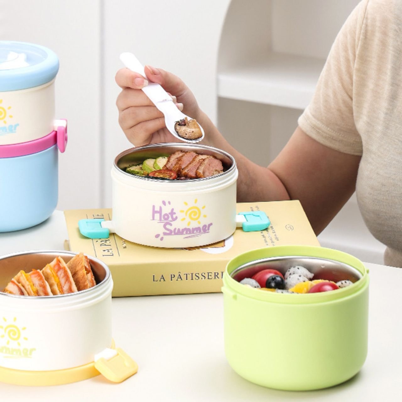 Summer cool 2 layer lunch box stainless stell