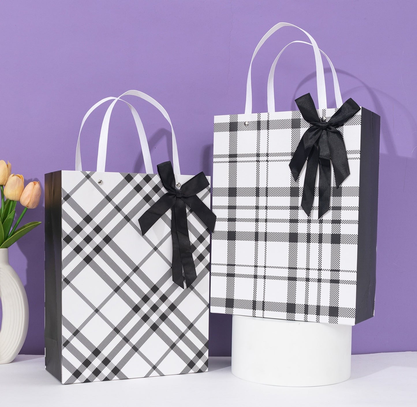 Black & White Checks PVC Gift Bag