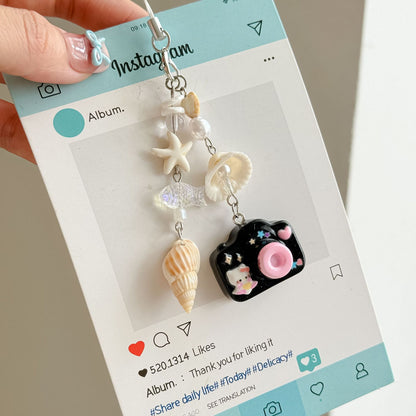 Camera Sea Shell Phone Charm