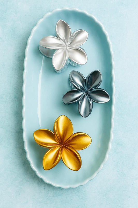 Pintresty Metallic Korean Flower Hair Claw Clip