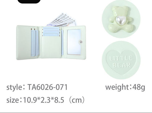Teddy Heart Tri Fold Wallet & Card Holder