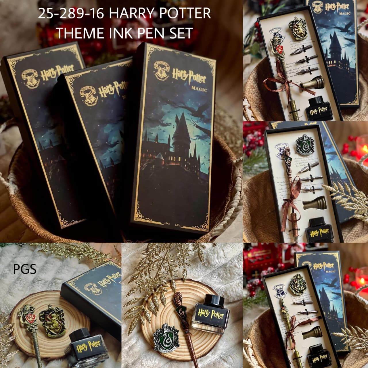 Harry Potter Metal wand ink pen with badge  gift set