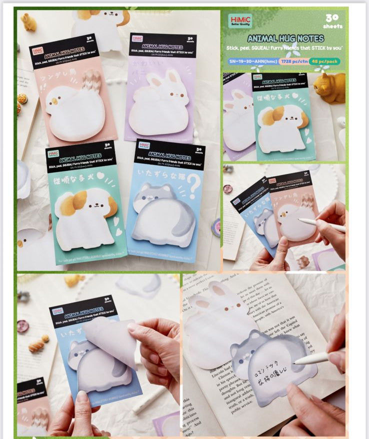 cute animal hug sticky notes